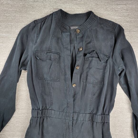 Banana Republic Utility Jogger Jumpsuit Womens 8 Tall Black Tencel Long Sleeve - Picture 10 of 16